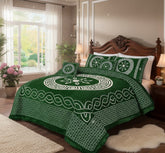 Four Border Jacquard Velvet Bed Sheet 5Pcs-DARK GREEN